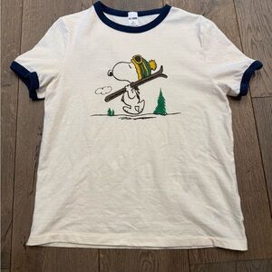 Re/Done White and Navy Snoopy Tee